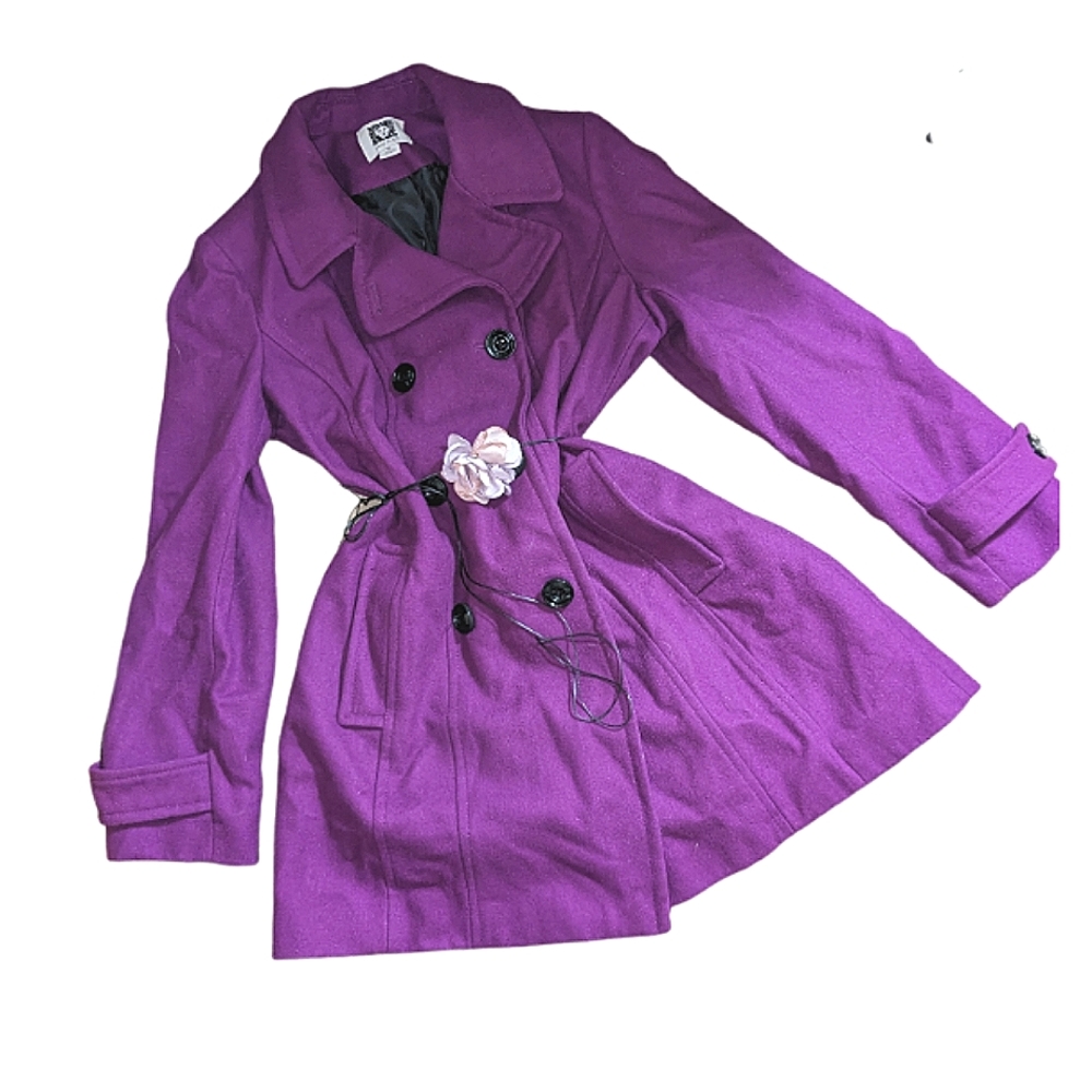 Never worn! Anne Klein plum purple colored wool coat size extra large